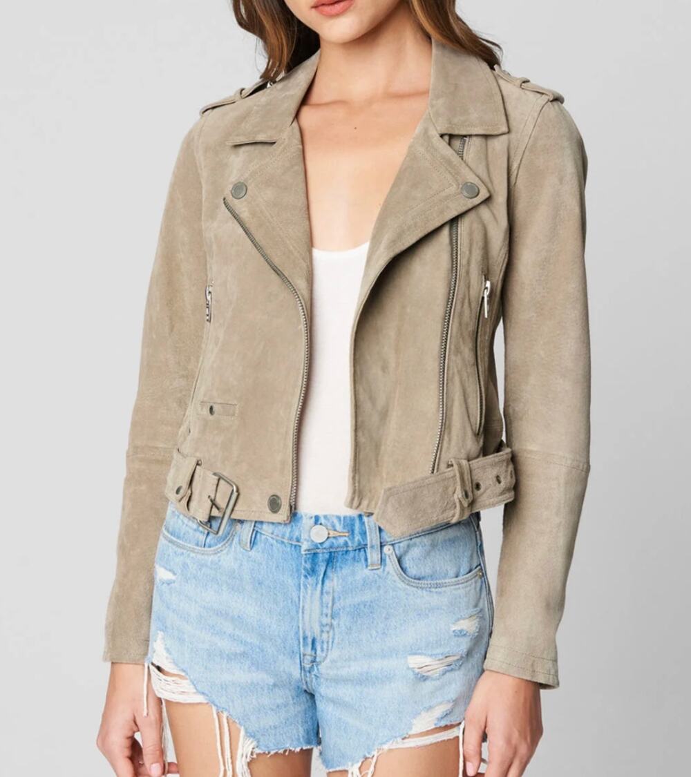 Blank Nyc Sand Stoner Leather Moto Jacket Sand Beige Tan Small